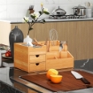 ORGANIZER DA SCRIVANIA IN BAMB¨ CON 2 CASSETTI E 7 SCOMPARTI PORTAOGGETTI, 33X20.5X15.5 CM