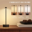 LAMPADA DA TAVOLO TOUCH RICARICABILE CON USB, REGOLABILE 3000K/4500K/6500K, AUTONOMIA 4-8 ORE, NERO