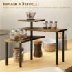 SCAFFALE CUCINA A 3 LIVELLI GIREVOLI SALVASPAZIO IN LEGNO E ACCIAIO, 40X10X36.5 CM, MARRONE RUSTICO