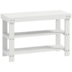 PANCA SCARPIERA BASSA IN BAMBÙ CON 2 RIPIANI A DOGHE E SEDUTA, 70X28X45 CM, BIANCO