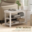 PANCA SCARPIERA BASSA IN BAMBÙ CON 2 RIPIANI A DOGHE E SEDUTA, 70X28X45 CM, BIANCO