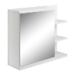 SPECCHIERA BAGNO A PARETE CON ANTA E 3 RIPIANI LATERALI IN LEGNO, 60X18X50CM, BIANCO