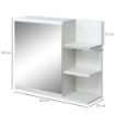 SPECCHIERA BAGNO A PARETE CON ANTA E 3 RIPIANI LATERALI IN LEGNO, 60X18X50CM, BIANCO