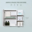 SPECCHIERA BAGNO A PARETE CON ANTA E 3 RIPIANI LATERALI IN LEGNO, 60X18X50CM, BIANCO