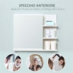 SPECCHIERA BAGNO A PARETE CON ANTA E 3 RIPIANI LATERALI IN LEGNO, 60X18X50CM, BIANCO