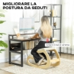 SEDIA ERGONOMICA CPN INGINOCCHIATOIO + MOVIMENTO A DONDOLO, IN TESSUTO EFFETTO LINO E LEGNO DI BETULLA, 55X85X55 CM, CREMA