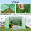 SERRA A TUNNEL CON 3 PORTE AVVOLGIBILI E 6 FINESTRELLE, IN ACCIAIO ZINCATO E PE, 6X3X2 M, VERDE