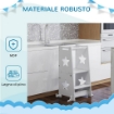 SCALA MONTESSORI CONVERTIBILE IN SET TAVOLO E SEDIE CON BARRA DI SICUREZZA, IN LEGNO, 60X44.5X86 CM, BIANCO