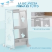 SCALA MONTESSORI CONVERTIBILE IN SET TAVOLO E SEDIE CON BARRA DI SICUREZZA, IN LEGNO, 60X44.5X86 CM, BIANCO