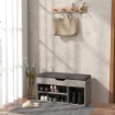 SCARPIERA SALVASPAZIO IMBOTTITA A 3 RIPIANI APERTI CON SPAZIO A SCOMPARSA, IN LEGNO, 80X30X45 CM, NERO E GRIGIO