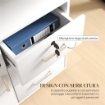 SCHEDARIO PER UFFICIO CON 3 CASSETTI E ARMADIETTO CON 3 RIPIANI REGOLABILI, IN LEGNO, 60X40X56 CM, BIANCO