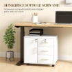 SCHEDARIO PER UFFICIO CON 3 CASSETTI E ARMADIETTO CON 3 RIPIANI REGOLABILI, IN LEGNO, 60X40X56 CM, BIANCO