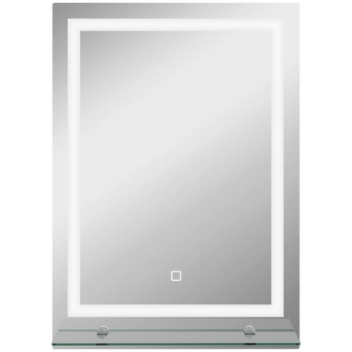 SPECCHIO PER BAGNO A LUCI LED A 3 COLORI REGOLABILI CON MENSOLA IN VETRO 50X12X70 CM ARGENTO