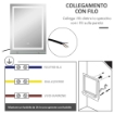 SPECCHIO PER BAGNO A LUCI LED A 3 COLORI REGOLABILI CON MENSOLA IN VETRO 50X12X70 CM ARGENTO