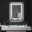 SPECCHIO PER BAGNO A LUCI LED A 3 COLORI REGOLABILI CON MENSOLA IN VETRO 50X12X70 CM ARGENTO