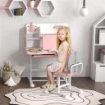 SET SCRIVANIA E SEDIA PER BAMBINI REGOLABILI BANCO SCUOLA CON PIANO INCLINABILE CASSETTO SCAFFALE ROSA