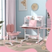 SET SCRIVANIA E SEDIA PER BAMBINI REGOLABILI BANCO SCUOLA CON PIANO INCLINABILE CASSETTO SCAFFALE ROSA