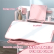 SET SCRIVANIA E SEDIA PER BAMBINI REGOLABILI BANCO SCUOLA CON PIANO INCLINABILE CASSETTO SCAFFALE ROSA