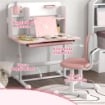 SET SCRIVANIA E SEDIA PER BAMBINI REGOLABILI BANCO SCUOLA CON PIANO INCLINABILE CASSETTO SCAFFALE ROSA