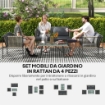 SET SALOTTO DA GIARDINO IN RATTAN CON 2 POLTRONE DIVANETTO 2 POSTI E TAVOLINO DA CAFFÈ IN VETRO GRIGIO