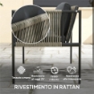 SET SALOTTO DA GIARDINO IN RATTAN CON 2 POLTRONE DIVANETTO 2 POSTI E TAVOLINO DA CAFFÈ IN VETRO GRIGIO