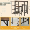 SET TAVOLO ALTO 2 SGABELLI E SCAFFALE STILE INDUSTRIALE METALLO E LEGNO