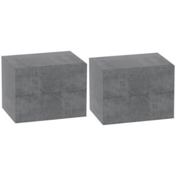 SET DI 2 COMODINI SOSPESI CON 2 CASSETTI MODERNI E SALVASPAZIO 40X29X30 CM GRIGIO CEMENTO