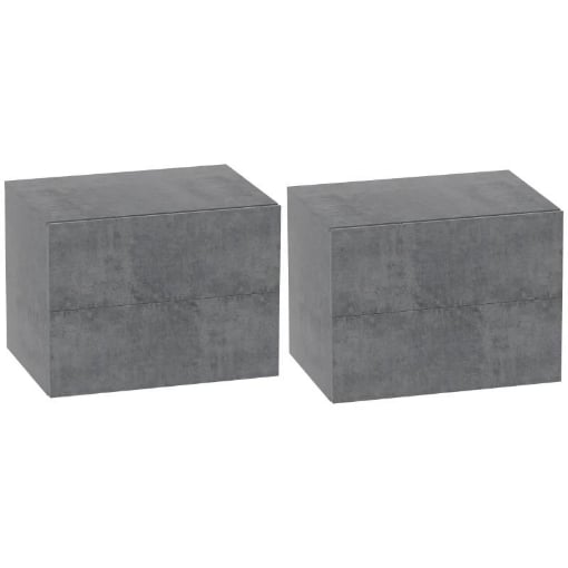 SET DI 2 COMODINI SOSPESI CON 2 CASSETTI MODERNI E SALVASPAZIO 40X29X30 CM GRIGIO CEMENTO