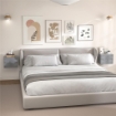 SET DI 2 COMODINI SOSPESI CON 2 CASSETTI MODERNI E SALVASPAZIO 40X29X30 CM GRIGIO CEMENTO
