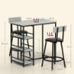 SET DA PRANZO 3 PEZZI CON BANCONE BAR CON RIPIANI E 2 SEDIE ALTE CON SCHIENALE GRIGIO CHIARO