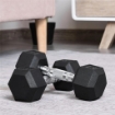 SET DI 2 MANUBRI DA 4 KG ESAGONALI CON PRESA ANTISCIVOLO E RIVESTIMENTO IN GOMMA NERO