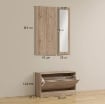 SET MOBILI DA INGRESSO CON PANCA SCARPIERA, APPENDIABITI A MURO E SPECCHIO, 80X27X46.5 CM, MARRONE SCURO