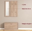 SET MOBILI DA INGRESSO CON PANCA SCARPIERA, APPENDIABITI A MURO E SPECCHIO, 80X27X46.5 CM, MARRONE SCURO