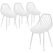 SET 4 SEDIE DA PRANZO MODERNE CON SCHIENALE TRAFORATO IN PLASTICA E GAMBE IN METALLO BIANCO