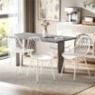 SET 4 SEDIE DA PRANZO MODERNE CON SCHIENALE TRAFORATO IN PLASTICA E GAMBE IN METALLO BIANCO