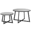 SET 2 TAVOLINI PER ESTERNI CON PIANO IN VETRO TEMPERATO Ø 70X45 CM E Ø 50X35 CM GRIGIO