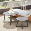 SET 2 TAVOLINI PER ESTERNI CON PIANO IN VETRO TEMPERATO Ø 70X45 CM E Ø 50X35 CM GRIGIO