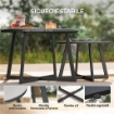 SET 2 TAVOLINI PER ESTERNI CON PIANO IN VETRO TEMPERATO Ø 70X45 CM E Ø 50X35 CM GRIGIO