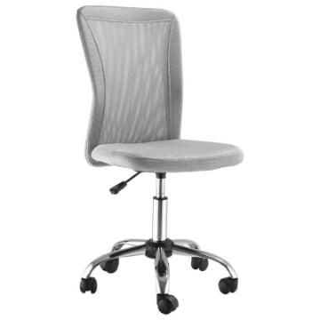SEDIA DA UFFICIO ERGONOMICA SENZA BRACCIOLI IN TESSUTO A RETE, ALTEZZA REGOLABILE E 5 RUOTE, GRIGIO