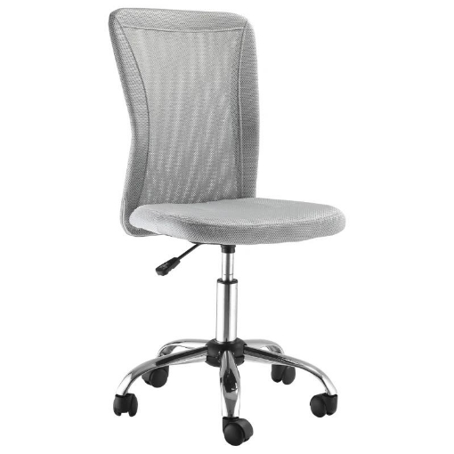 SEDIA DA UFFICIO ERGONOMICA SENZA BRACCIOLI IN TESSUTO A RETE, ALTEZZA REGOLABILE E 5 RUOTE, GRIGIO