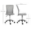 SEDIA DA UFFICIO ERGONOMICA SENZA BRACCIOLI IN TESSUTO A RETE, ALTEZZA REGOLABILE E 5 RUOTE, GRIGIO