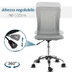 SEDIA DA UFFICIO ERGONOMICA SENZA BRACCIOLI IN TESSUTO A RETE, ALTEZZA REGOLABILE E 5 RUOTE, GRIGIO