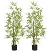 SET 2 PIANTE DI BAMBÙ FINTE DA 120 CM CON VASO Ï15X12 CM IN PEVA PP E METALLO VERDE E NERO