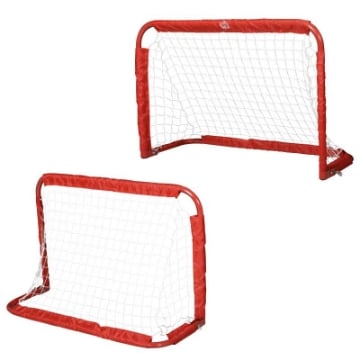 SET 2 PORTE DA CALCIO PIEGHEVOLI DA ESTERNO CON 4 PICCHETTI IN ACCIAIO E TETROLON 90X36X60 CM ROSSO