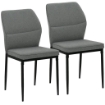SET 2 SEDIE DA PRANZO IMBOTTITE IN VELLUTO CON SCHIENALE ERGONOMICO SENZA BRACCIOLI GRIGIO