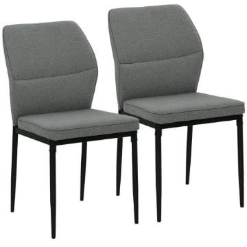 SET 2 SEDIE DA PRANZO IMBOTTITE IN VELLUTO CON SCHIENALE ERGONOMICO SENZA BRACCIOLI GRIGIO