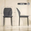 SET 2 SEDIE DA PRANZO IMBOTTITE IN VELLUTO CON SCHIENALE ERGONOMICO SENZA BRACCIOLI GRIGIO