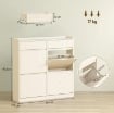 SCARPIERA SLIM IN LEGNO CON 4 CASSETTI A RIBALTA E 2 CASSETTI SCORREVOLI, 98X19.2X95.3 CM, BIANCO