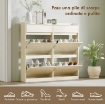 SCARPIERA SLIM IN LEGNO CON 4 CASSETTI A RIBALTA E 2 CASSETTI SCORREVOLI, 98X19.2X95.3 CM, BIANCO