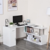 SCRIVANIA ANGOLARE MODERNA IN LEGNO BIANCO CON CASSETTO ARMADIETTO E MENSOLE